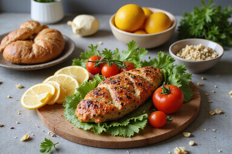 Beautifully arranged healthy meal with fresh ingredients